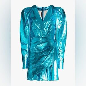 ROTATE BIRGER CHRISTENSEN Lamé Mini Dress In Blue size 4